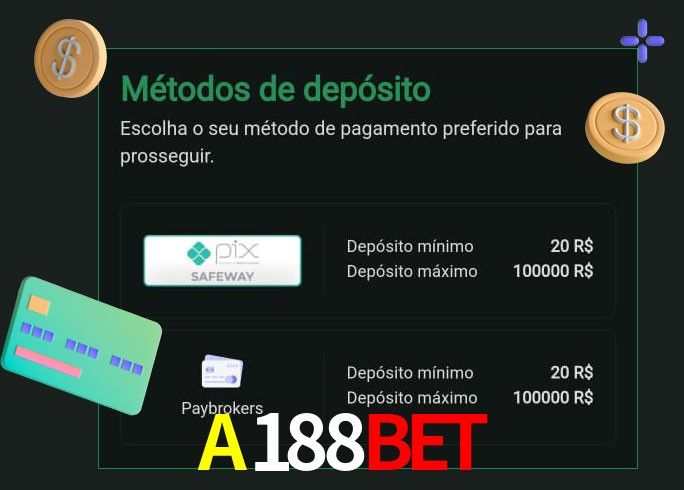 O cassino A188BET oferece uma grande variedade de métodos de pagamento